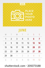 Calendar 2015 June vector design template