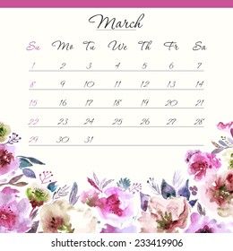 Calendar 2015, march