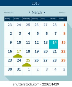 Calendar 2015 March vector design template