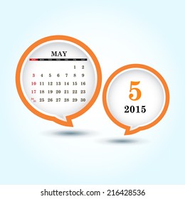 Calendar 2015 May with glossy speech bubble (week starts from Sunday) 