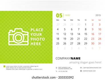 Calendar 2015 May vector design template with place for photo