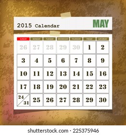 Calendar 2015 May vintage paper on grunge background 