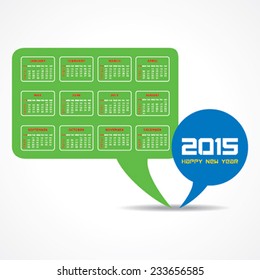 Calendar of 2015 with message bubble design - vector illustration 