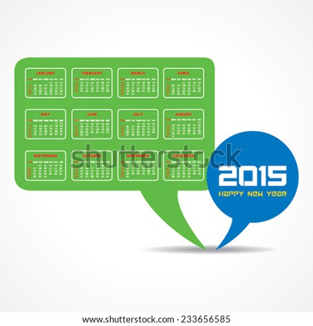 Calendar of 2015 with message bubble design - vector illustration 
