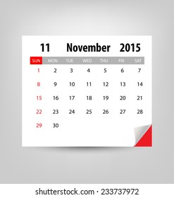 Calendar for 2015, november