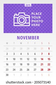 Calendar 2015 November vector design template