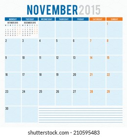 Calendar 2015 November vector design template