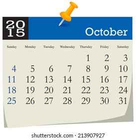 Calendar 2015 October
