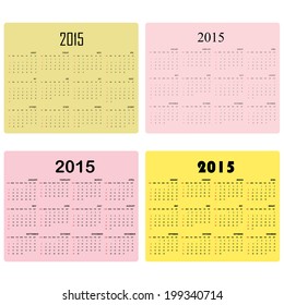 Calendar for 2015 on background. Vector illustration