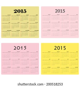 Calendar for 2015 on background. Vector illustration