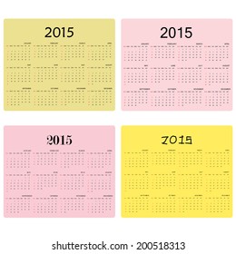 Calendar for 2015 on background. Vector illustration
