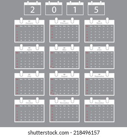 Calendar for 2015 on background. Vector EPS10.