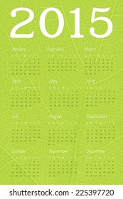 Calendario 2015 En Verde. Vector