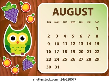 Calendar 2015 with owls vector illustration