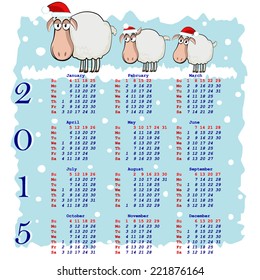Calendar for 2015 with a picture of three sheep