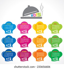 Calendar of 2015 with restaurant concept design - vector illustration 