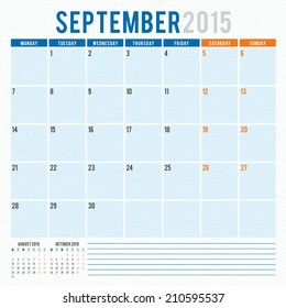 Calendar 2015 September vector design template