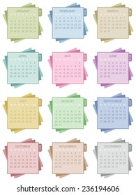 calendar for 2015 in square design, isolated on white