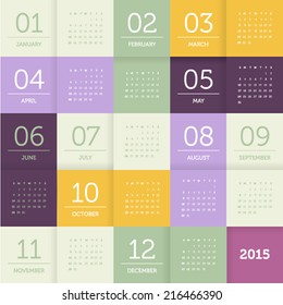 Calendario 2015 - patrón cuadrado - color plano