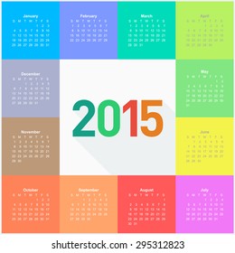 Calendario 2015 - patrón cuadrado - color plano