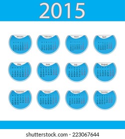 Calendar for 2015 with stickers.Vector illustration.