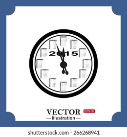 Calendar 2015  stylized clock with figures for the calendar business wall, web icon. vector design