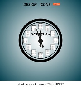 Calendar 2015  stylized clock with figures for the calendar business wall. icon. vector design