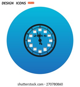 Calendar 2015  stylized clock with figures for the calendar business wall. icon. vector design