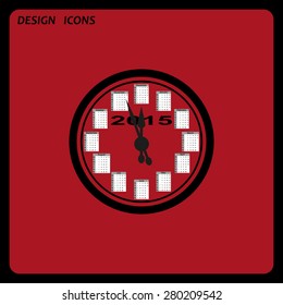 Calendar 2015  stylized clock with figures for the calendar business wall. icon. vector design. Flat design style 