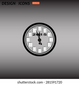 Calendar 2015  stylized clock with figures for the calendar business wall. icon. vector design