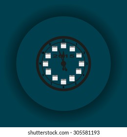 Calendar 2015  stylized clock with figures for the calendar business wall. icon. vector design