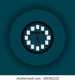 Calendar 2015  stylized clock with figures for the calendar business wall. icon. vector design