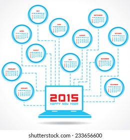 Calendar of 2015 with technology concept design - vector illustration