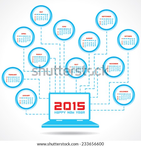 Calendar of 2015 with technology concept design - vector illustration