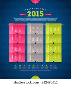 Calendario 2015 - diseño de vectores de plantillas con elementos de papel