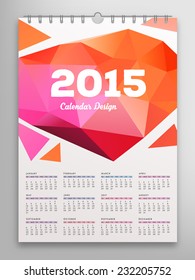 Calendar 2015, Triangle Geometric Pattern Template. Background Design, vector illustration 
