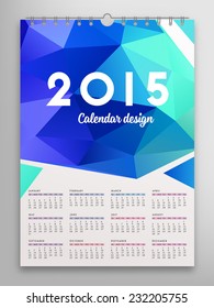 Calendar 2015, Triangle Geometric Pattern Template. Background Design, vector illustration 