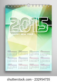 Calendar 2015, Triangle Geometric Pattern Template. Abstract Background Design, vector illustration