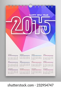 Calendar 2015, Triangle Geometric Pattern Template. Abstract Background Design, vector illustration