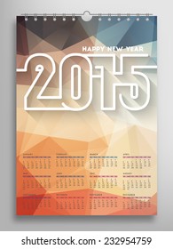 Calendar 2015, Triangle Geometric Pattern Template. Abstract Background Design, vector illustration