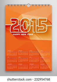 Calendar 2015, Triangle Geometric Pattern Template. Abstract Background Design, vector illustration