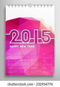 Calendar 2015, Triangle Geometric Pattern Template. Abstract Background Design, vector illustration