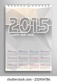 Calendar 2015, Triangle Geometric Pattern Template. Abstract Background Design, vector illustration