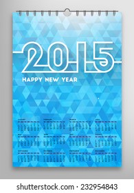 Calendar 2015, Triangle Geometric Pattern Template. Abstract Background Design, vector illustration