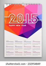 Calendar 2015, Triangle Geometric Pattern Template. Abstract Background Design, vector illustration