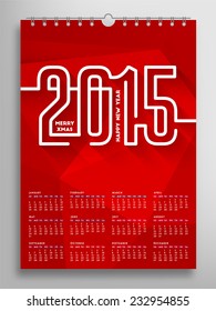 Calendar 2015, Triangle Geometric Pattern Template. Abstract Background Design, vector illustration