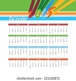 Calendar 2015. Vector.