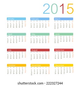 calendar 2015 vector 