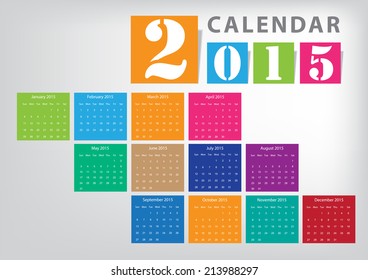 Calendar 2015 Vector bright colour design