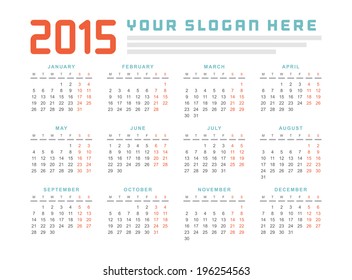 Calendar 2015 vector design template